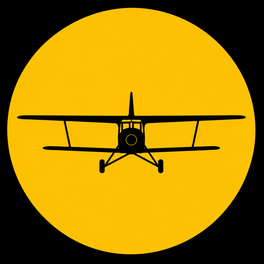 Biplane silhouetted against the sun